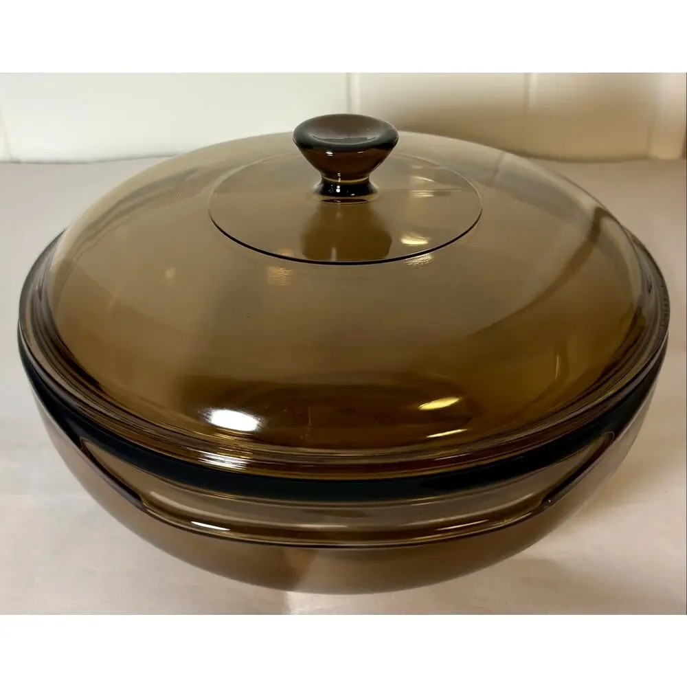 Vintage PYREX #024 AMBER Glass 2 Qt Casserole Dish, with PYREX Knob Lid, USA